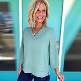 Solid Color And V-neck Women's Loose Casual Chiffon Shirt Top - kinko
